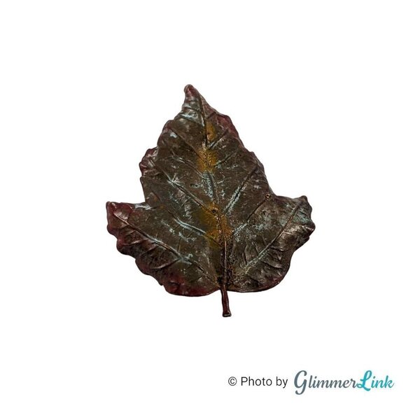 Maple Leaf Copper Electroform Fall Autumn Brooch - Picture 3 of 9